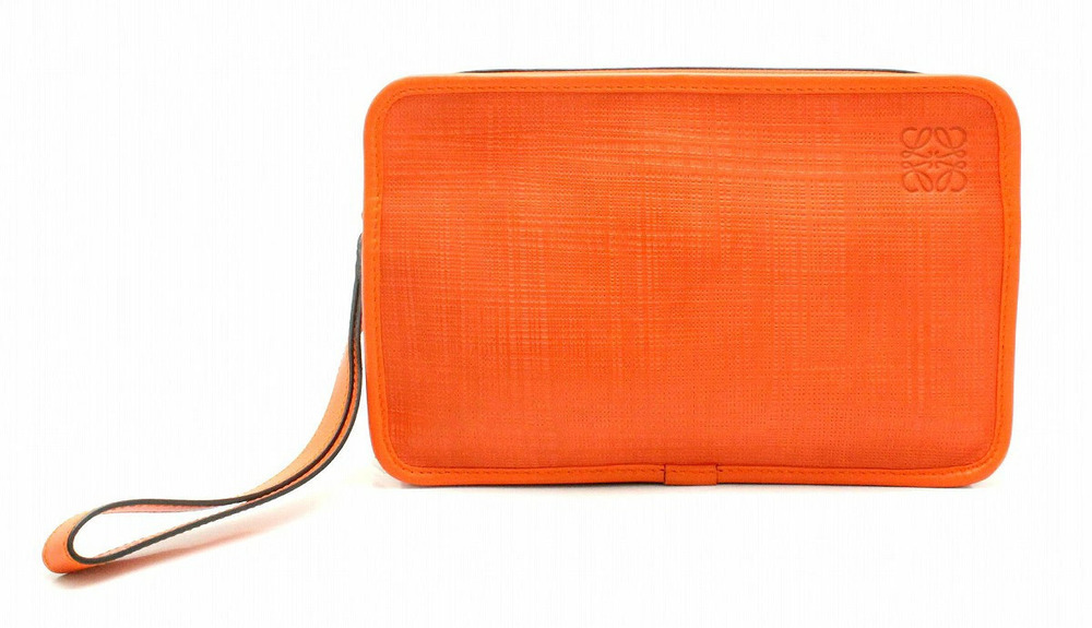 Loewe Anagram Clutch Bag Shoulder Leather Orange
